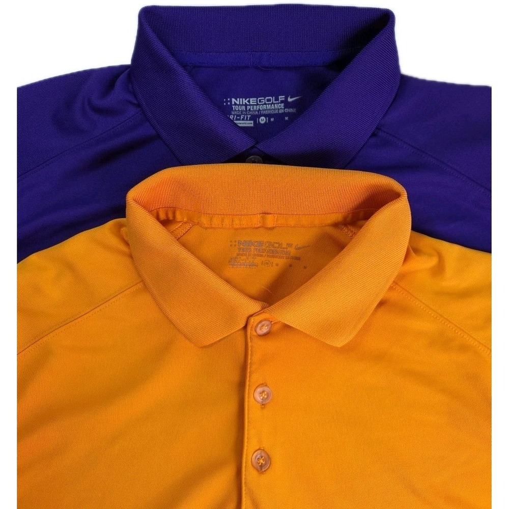 Nike Golf Polo Shirt Mens MED. Tour Performance Dri-Fit Polyester LOT OF 2